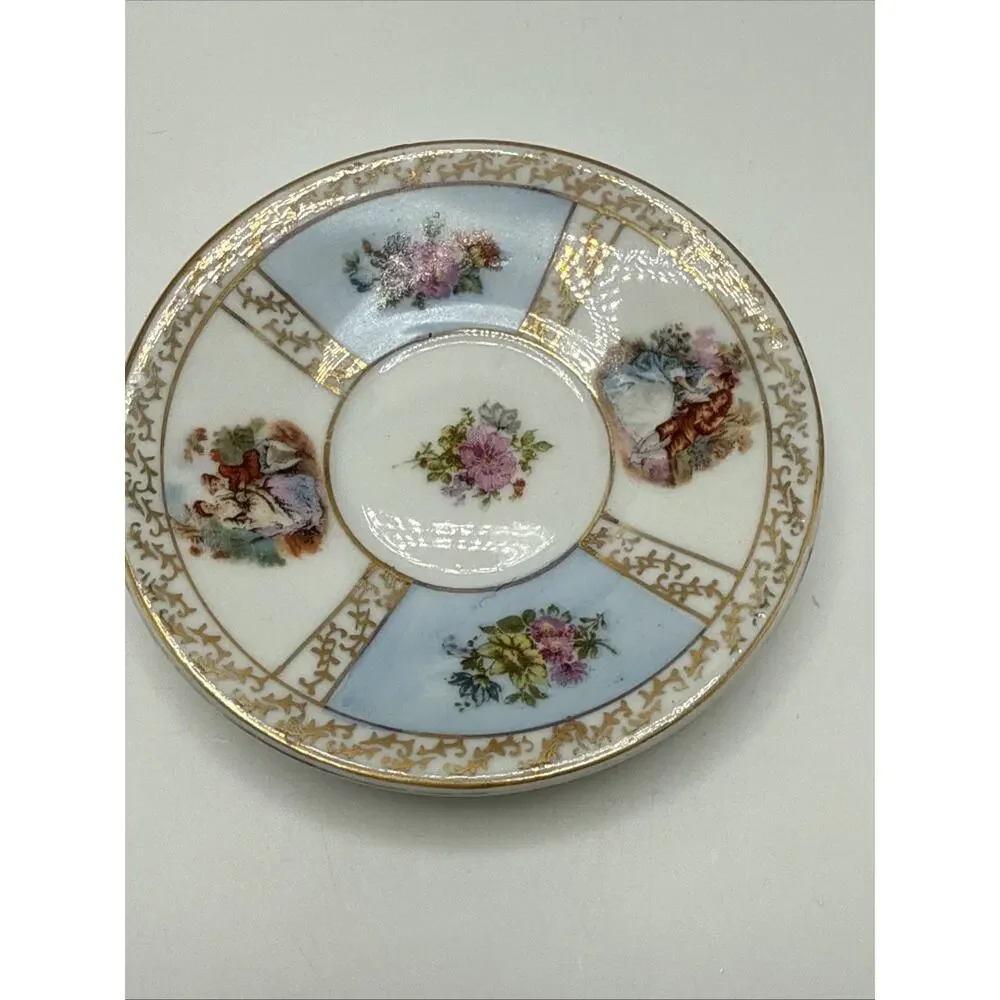 Vintage, SGK ,China, Demitasse Cup & Saucer, French Courting Scene .